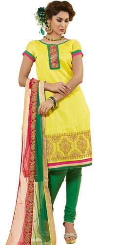 Peachy Embellishment Chanderi Dress Material Peachy Embellishment Chanderi Dress Material