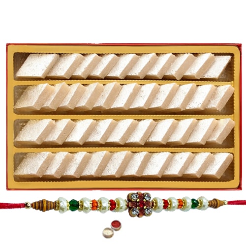 Relishing Badam Katli From <font color=#FF0000>Haldiram</font> with 1 Free Designer Rakhi , Roli , Tilak and Chawal Rakshabandhan Relishing Badam Katli From <font color=#FF0000>Haldiram</font> with 1 Free Designer Rakhi , Roli , Tilak and Chawal Rakshabandhan