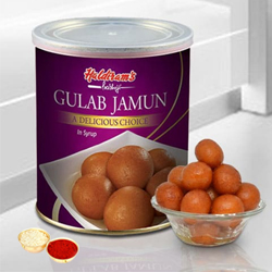 Gulab Jamun from Haldiram with free Roli Tilak and Chawal. Gulab Jamun from Haldiram with free Roli Tilak and Chawal.