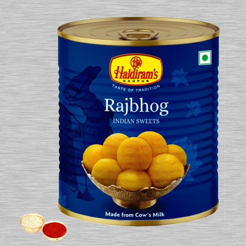 Haldiram Raj Bhog with free Roli Tilak and Chawal. Haldiram Raj Bhog with free Roli Tilak and Chawal.
