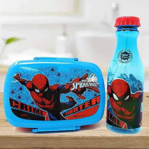 Exciting Spiderman Canteen Set of Water Bottle n Tiffin