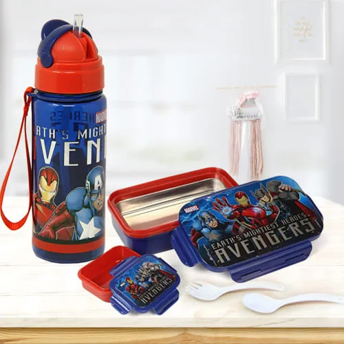 Attractive Marvel Lunch Box n Sipper Bottle Combo