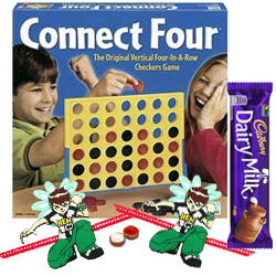 Connect 4 – A Classic game for All Ages with 2 Ben 10 Rakhi with 1 Cadbury Dairy Milk Chocolate Bar (13 gm) and Roli Tilak Chawal Connect 4 – A Classic game for All Ages with 2 Ben 10 Rakhi with 1 Cadbury Dairy Milk Chocolate Bar (13 gm) and Roli Tilak Chawal