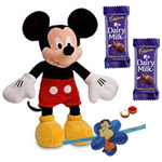 Adorable Disney Mickey Mouse Soft Toy and Chocolates with Kids Rakhi and Roli Tilak Chawal Adorable Disney Mickey Mouse Soft Toy and Chocolates with Kids Rakhi and Roli Tilak Chawal