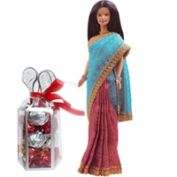 Delicious Gift of Homemade Chocolates with Indian Barbie for Baby Girl Delicious Gift of Homemade Chocolates with Indian Barbie for Baby Girl