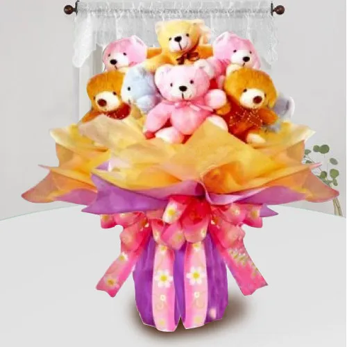 Wonderful Bouquet of Colorful Teddies