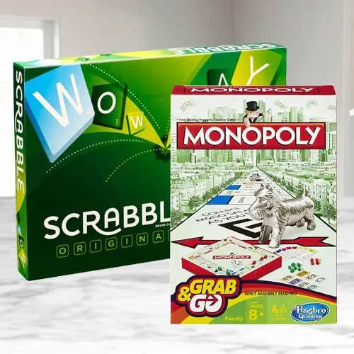 Amazing Mattel Scrabble Board N Monopoly Grab N Go Game