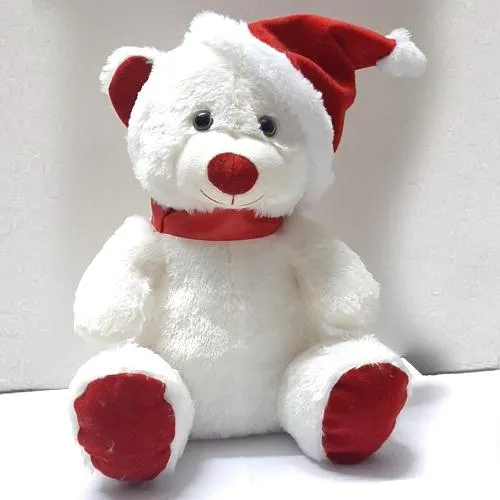 Lovely Teddy with Red Santa Claus Cap