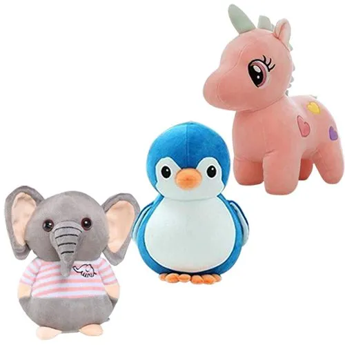 Kids Special Unicorn, Elephant N Penguin Soft Toys