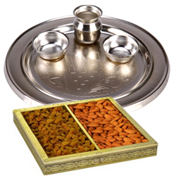Silver Plated Thali with Dry Fruits Silver Plated Thali with Dry Fruits