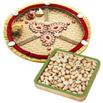 Mesmerizing Diwali Gift of Crunchy Pistachio Nuts and One Golden Thali Mesmerizing Diwali Gift of Crunchy Pistachio Nuts and One Golden Thali