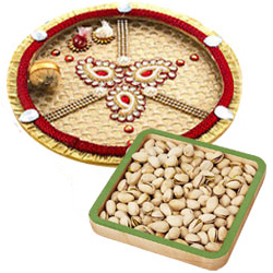 Mesmerizing Diwali Gift of Crunchy Pistachio Nuts and One Golden Thali Mesmerizing Diwali Gift of Crunchy Pistachio Nuts and One Golden Thali
