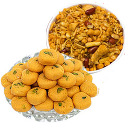 Kesar Peda With Mix Namkeen Kesar Peda With Mix Namkeen