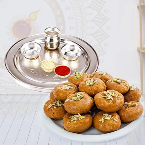Exclusive Pooja Thali with Pack of Balushahi Exclusive Pooja Thali with Pack of Balushahi