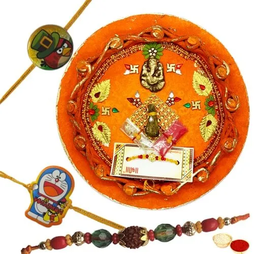 Decorative Rakhi Thali With Bhaiya N Kid Rakhi Decorative Rakhi Thali With Bhaiya N Kid Rakhi