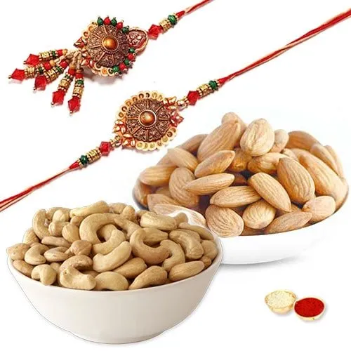 Dainty Dry Fruit Bhaiya Bhabhi Rakhi Gift Combo