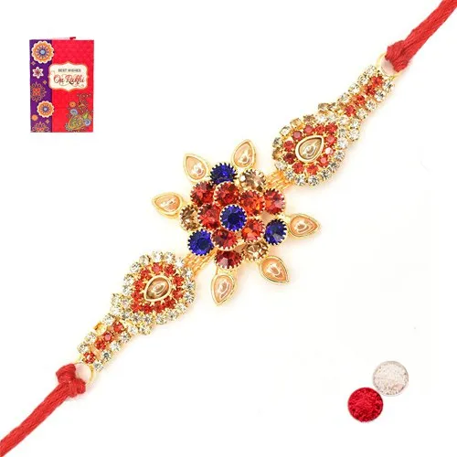 Awe-strirring Coloured Stone Rakhi Awe-strirring Coloured Stone Rakhi