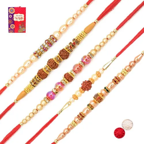 Rudraksha Rakhi n Jazzy Beads Rakhi Combo Rudraksha Rakhi n Jazzy Beads Rakhi Combo