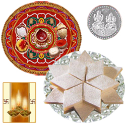 Diwali Thali with Kaju Katli Diwali Thali with Kaju Katli