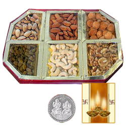 Silver Plated Coin with Dryfruit Silver Plated Coin with Dryfruit