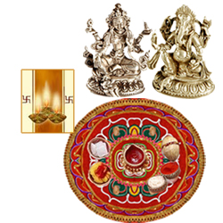 Diwali Thali with Laxmi Ganesh Idol Diwali Thali with Laxmi Ganesh Idol
