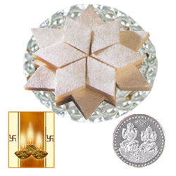 Kaju Katli with Silver Plated Coin Kaju Katli with Silver Plated Coin