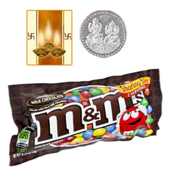Famous M&M Chocolates ( 57 Gms.) Bag. with free Siver Plated Coin and Diwali Card. Famous M&M Chocolates ( 57 Gms.) Bag. with free Siver Plated Coin and Diwali Card.