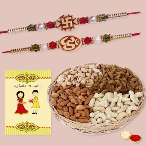 Ethnic Rakhi Pair with Nutty Dry Fruits