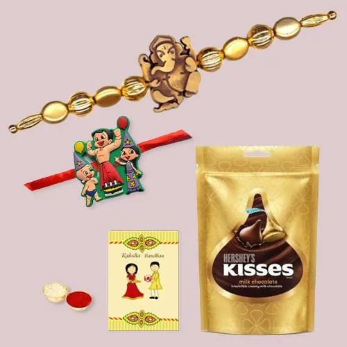 Designer Rakhi n Kids Rakhi with Hersheys Kisses Designer Rakhi n Kids Rakhi with Hersheys Kisses