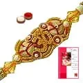 One Shree Rakhi with Roli Tika and Message Card One Shree Rakhi with Roli Tika and Message Card