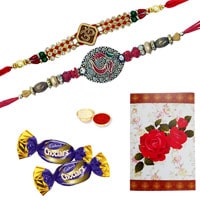 Elegant 2 or More Designer On Ethnic Rakhi Combined with Chocolates Elegant 2 or More Designer On Ethnic Rakhi Combined with Chocolates