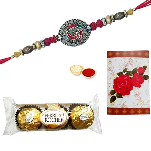 2 Designer Ethnic Rakhi with 3 Pcs. Ferrero Rocher Chocolates<br /><font color=#0000FF>Free Delivery in USA</font> 2 Designer Ethnic Rakhi with 3 Pcs. Ferrero Rocher Chocolates<br /><font color=#0000FF>Free Delivery in USA</font>
