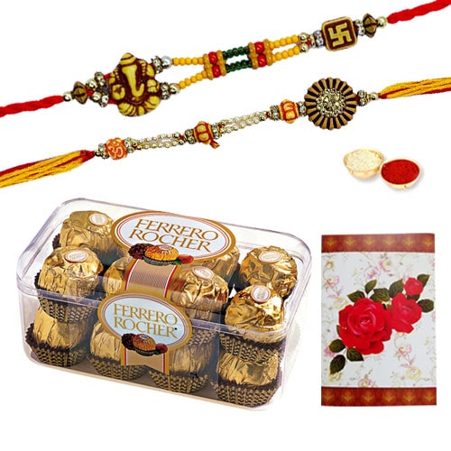 Delicious Ferrero Rocher Box with Rakhi Delicious Ferrero Rocher Box with Rakhi