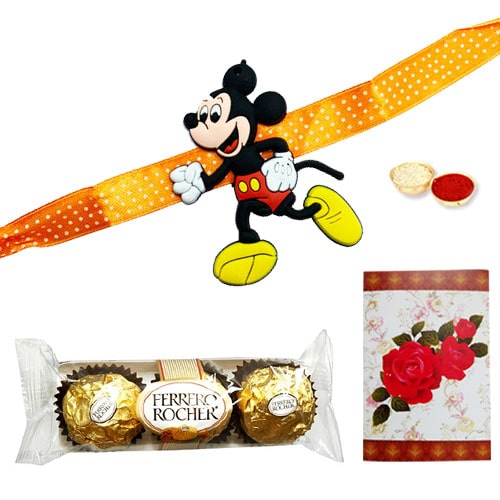 Delicious 3 Ferrero Rocher Choco Delight and Rakhi for Kids Delicious 3 Ferrero Rocher Choco Delight and Rakhi for Kids
