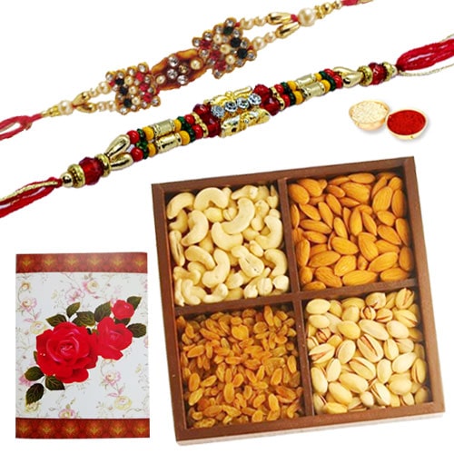 Exciting 2 or More Designer Ethnic Rakhi with 250 Gms. Dry Fruits Gift Combo Exciting 2 or More Designer Ethnic Rakhi with 250 Gms. Dry Fruits Gift Combo