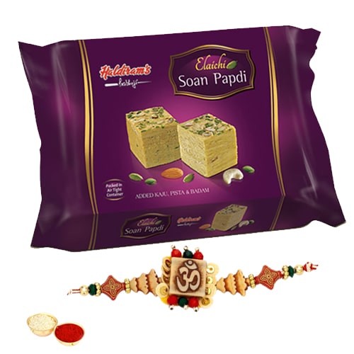 Exquisite One or More Designer Ethnic Rakhi with 250 Gms. Haldirams Soan Papri Exquisite One or More Designer Ethnic Rakhi with 250 Gms. Haldirams Soan Papri