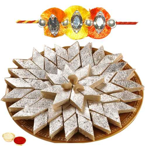 One or More Jewelled Rakhi with 250 Gms. Kaju Katli<br /><font color=#0000FF>Free Delivery in USA</font> One or More Jewelled Rakhi with 250 Gms. Kaju Katli<br /><font color=#0000FF>Free Delivery in USA</font>