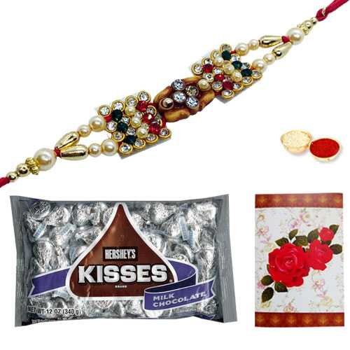 One or More Om/Ganesh Rakhi with Hersheys Kisses Chocolates Pack<br /><font color=#0000FF>Free Delivery in USA</font> One or More Om/Ganesh Rakhi with Hersheys Kisses Chocolates Pack<br /><font color=#0000FF>Free Delivery in USA</font>