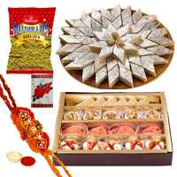 2 Rakhi with 250 Gms. Kaju Katli, 250 Gms. Assorted Sweets n 200 Gms. Bhujia<br /><font color=#0000FF>Free Delivery in USA</font> 2 Rakhi with 250 Gms. Kaju Katli, 250 Gms. Assorted Sweets n 200 Gms. Bhujia<br /><font color=#0000FF>Free Delivery in USA</font>