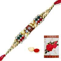1 Jeweled Rakhi with Roli Tika<br /><font color=#0000FF>Free Delivery in USA</font> 1 Jeweled Rakhi with Roli Tika<br /><font color=#0000FF>Free Delivery in USA</font>