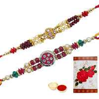 2 Jeweled Rakhi with Roli Tika<br /><font color=#0000FF>Free Delivery in USA</font> 2 Jeweled Rakhi with Roli Tika<br /><font color=#0000FF>Free Delivery in USA</font>