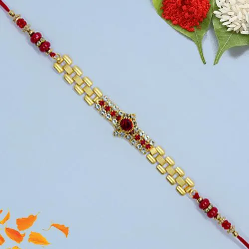 Decorative Jewel Rakhi with Roli, Chawal Tika n Card Decorative Jewel Rakhi with Roli, Chawal Tika n Card