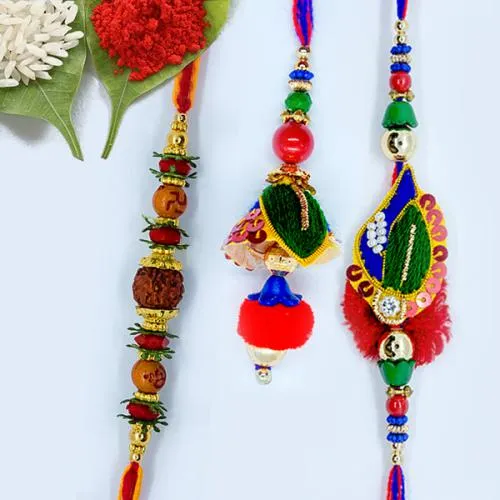 Classy Set of Bhaiya Bhabhi Rakhi n Rudraksha Rakhi Classy Set of Bhaiya Bhabhi Rakhi n Rudraksha Rakhi