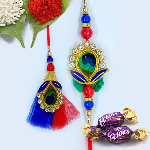 Impressive Bhaiya Bhabhi Rakhi with 2 Chocolates