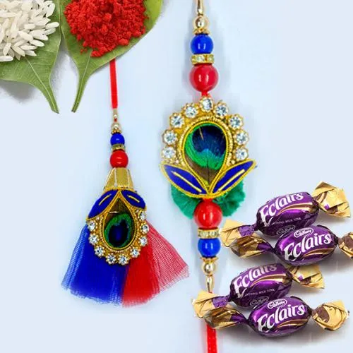 Stunning Set of 2 Bhaiya Bhabhi Rakhi with 4 Chocolates Stunning Set of 2 Bhaiya Bhabhi Rakhi with 4 Chocolates