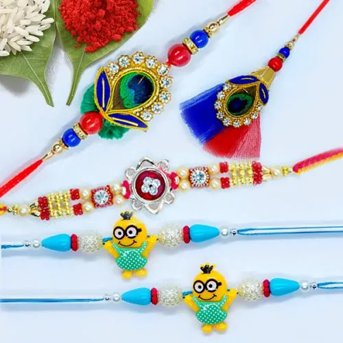 Attractive Set of Family Rakhi with a Stone Rakhi Attractive Set of Family Rakhi with a Stone Rakhi