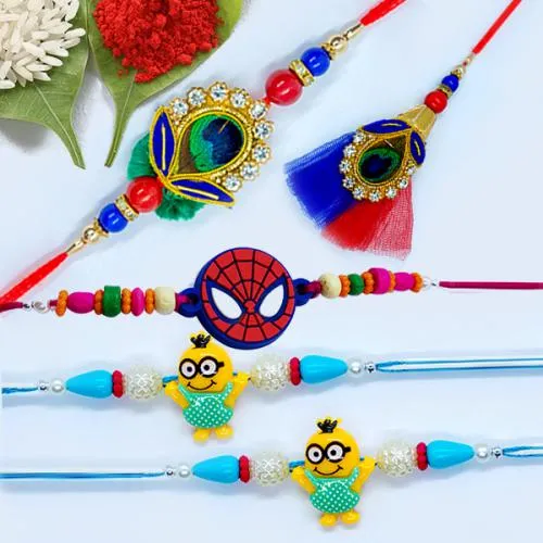 Fancy Set of Family Rakhi with a Cute Kids Rakhi Fancy Set of Family Rakhi with a Cute Kids Rakhi