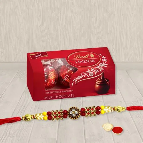 Stylish Gift of Rakhi with Lindt Chocolates Stylish Gift of Rakhi with Lindt Chocolates