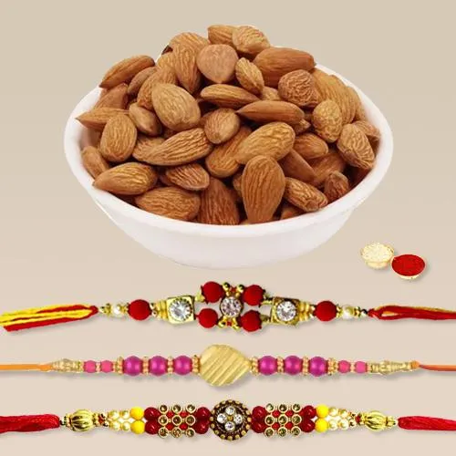 Classic Rakhi Set of 3 with Crunchy Almonds