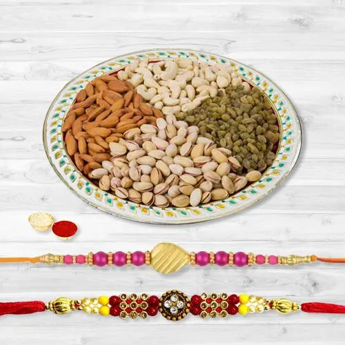 Fancy Rakhi Pair with Assorted Dry Fruits